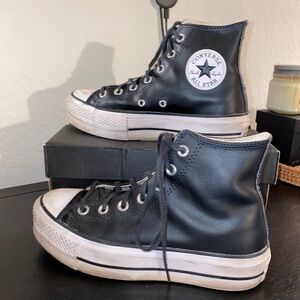 Converse Chuck Taylor All Star Leather Platform High Top Sneakers
